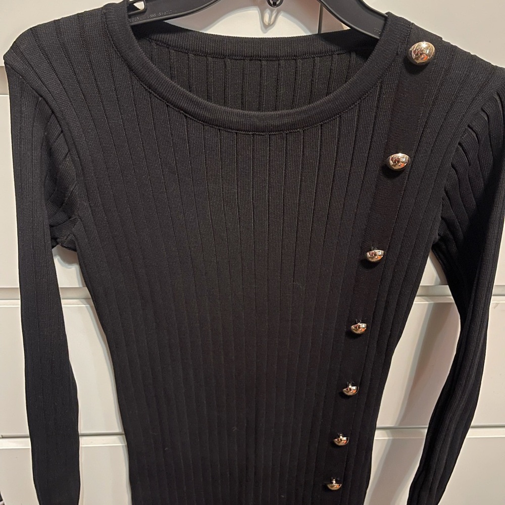 Black sweater dress.